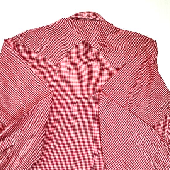 Vintage Pierre Cardin Western Shirt Red Gingham Pearl Snap 70s  80s Men’s L - Picture 4 of 8